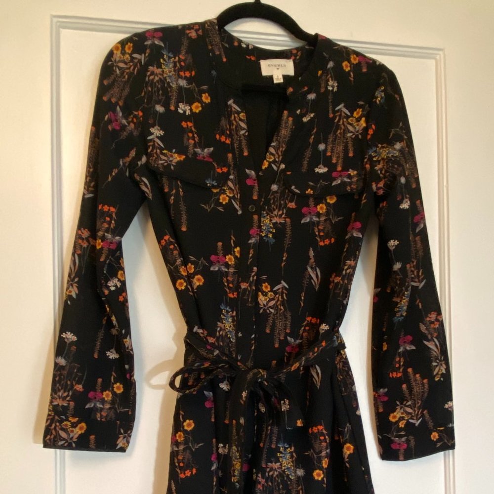 Flowered Shirt Dress